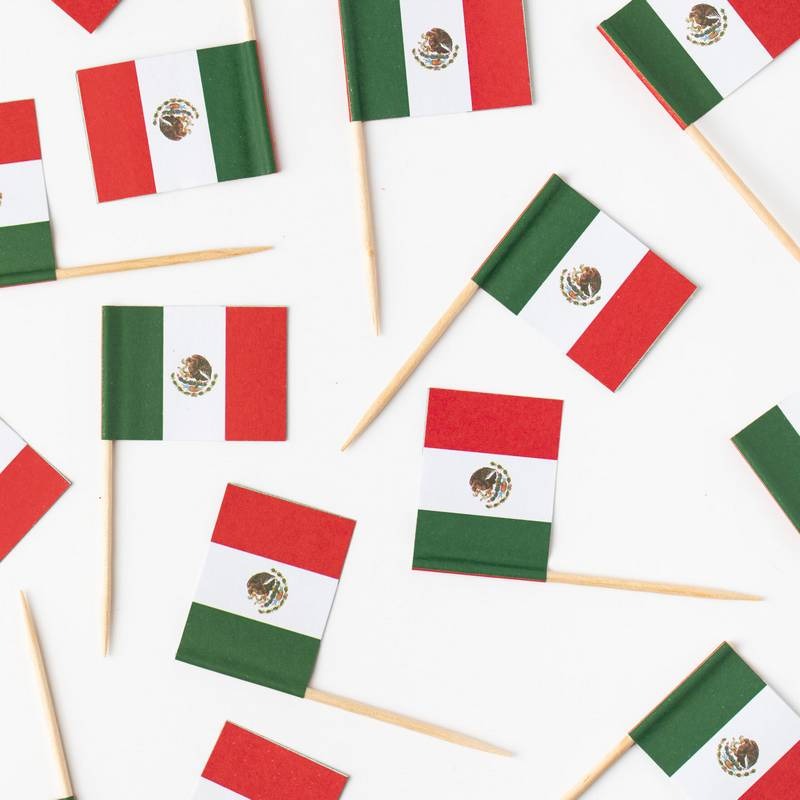 Mexico Flag Madpinde - 50 stk | Mexico Kagepinde - Temashop