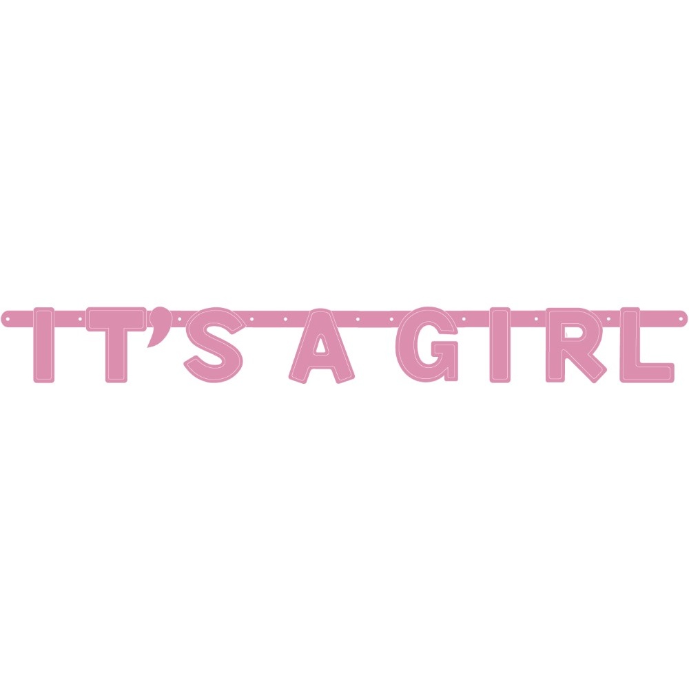 It's a Girl Banner Pink - 1 stk | Gender Reveal Guirlander - Temashop