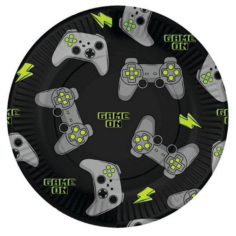 Gaming Controller Paptallerkener - 8 stk (23 cm) | Computerspil Tallerkner - Temashop