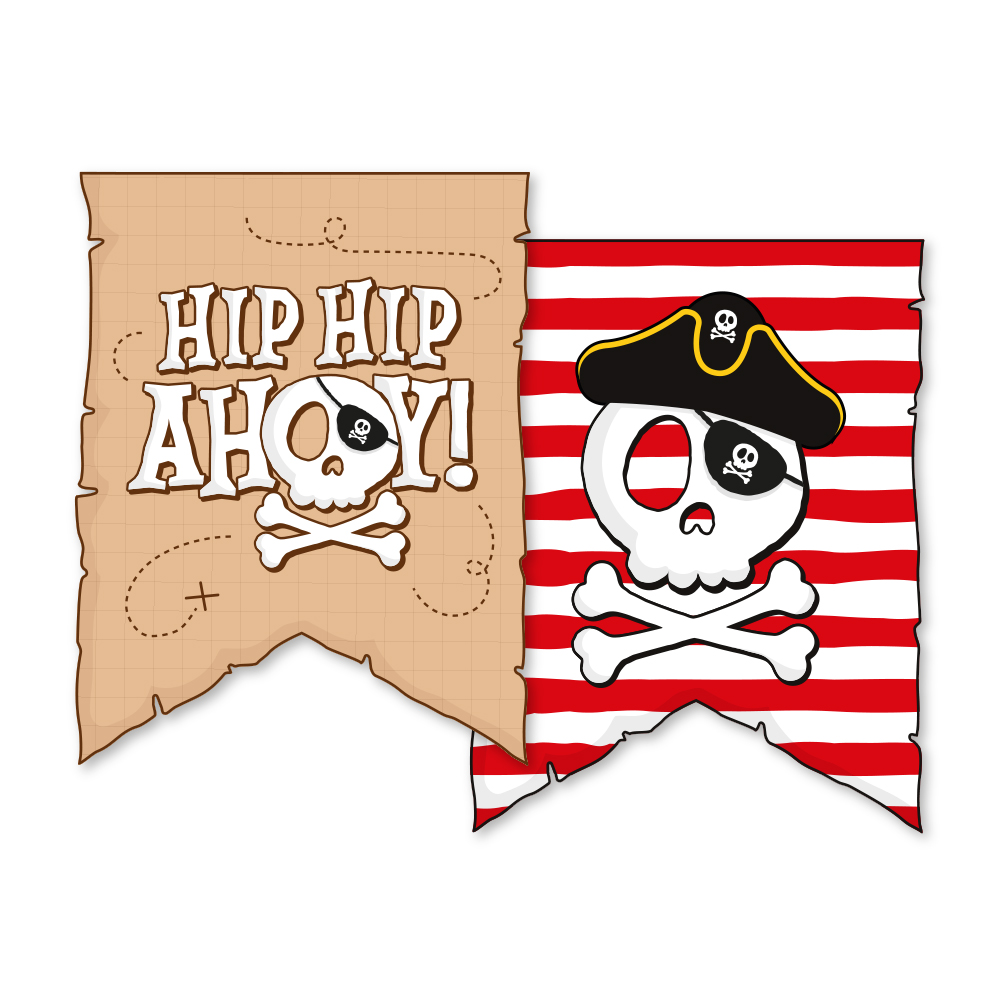 Hip Hip Ahoy Pirat Banner - 1 stk (6 m) | Pirat Guirlander - Temashop