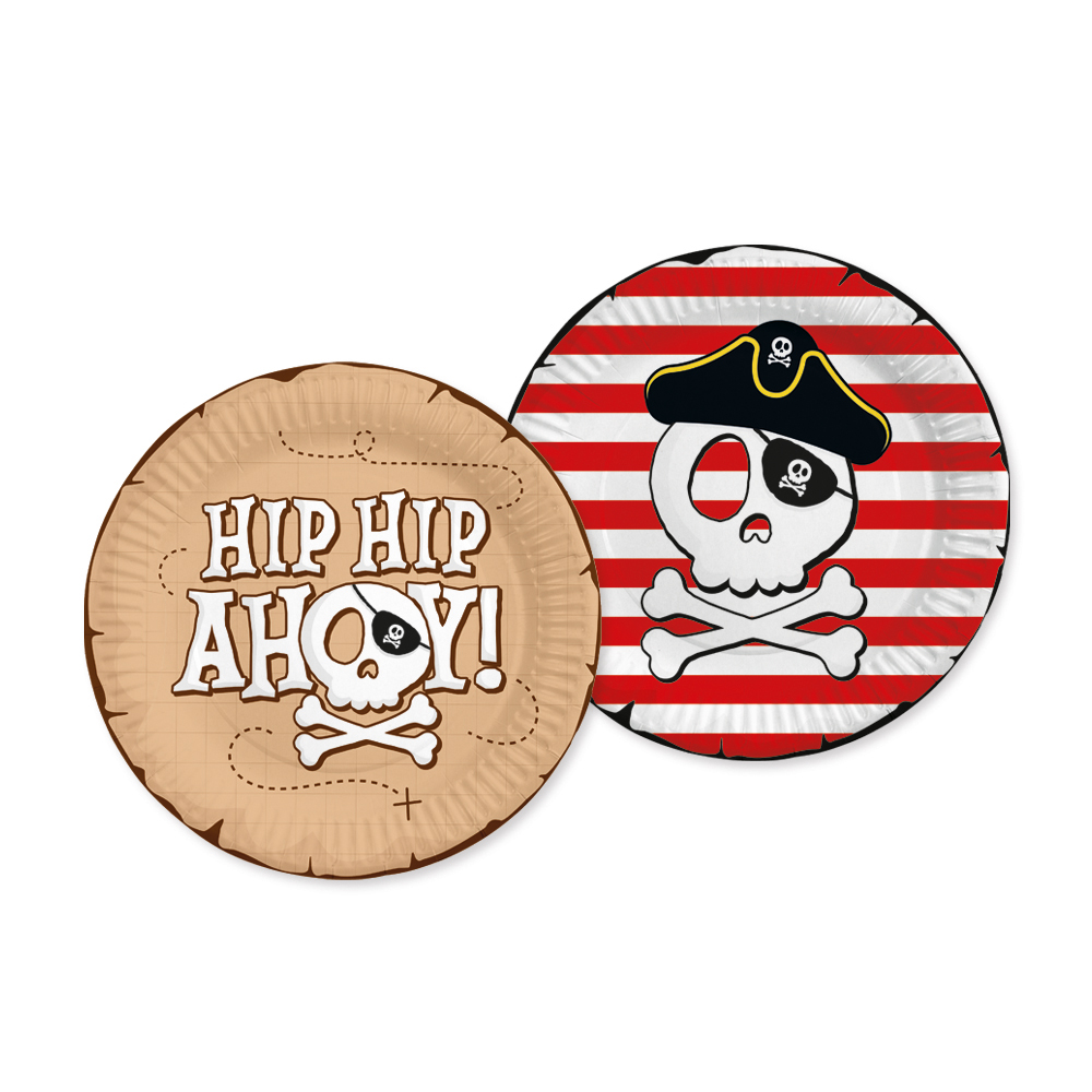 Hip Hip Ahoy Pirat Paptallerkener - 8 stk (Ø 23 cm) | Pirat Tallerkner - Temashop