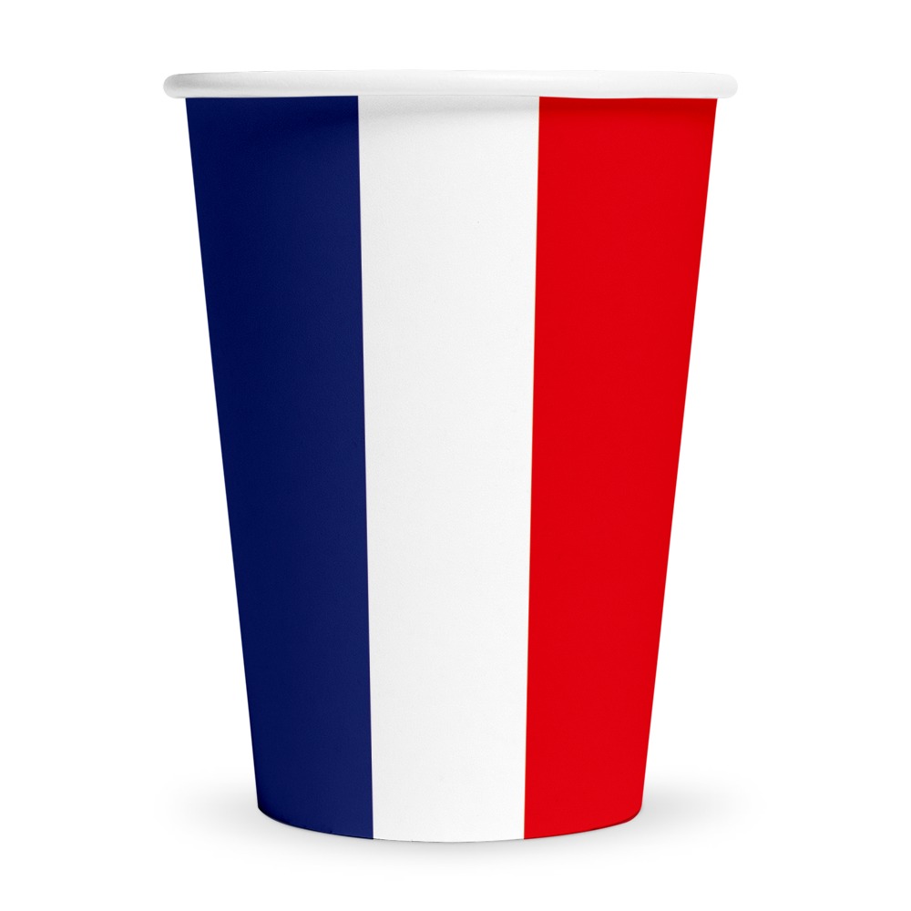Frankrig Papkrus Blå/Hvid/Rød - 8 stk (210 ml) | Frankrig Krus - Temashop