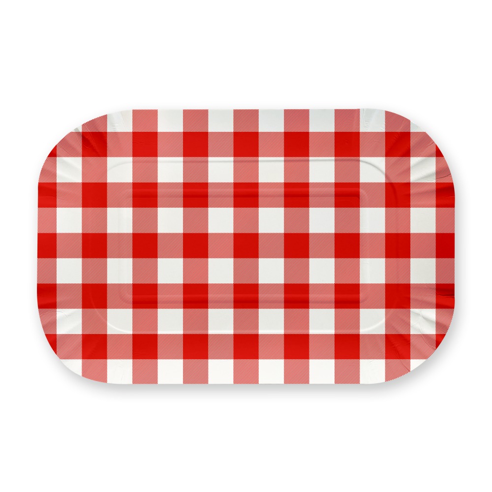 Ternede Bakker Rød/Hvid - 2 stk (30 x 20 cm) | Picnic Tallerkner - Temashop