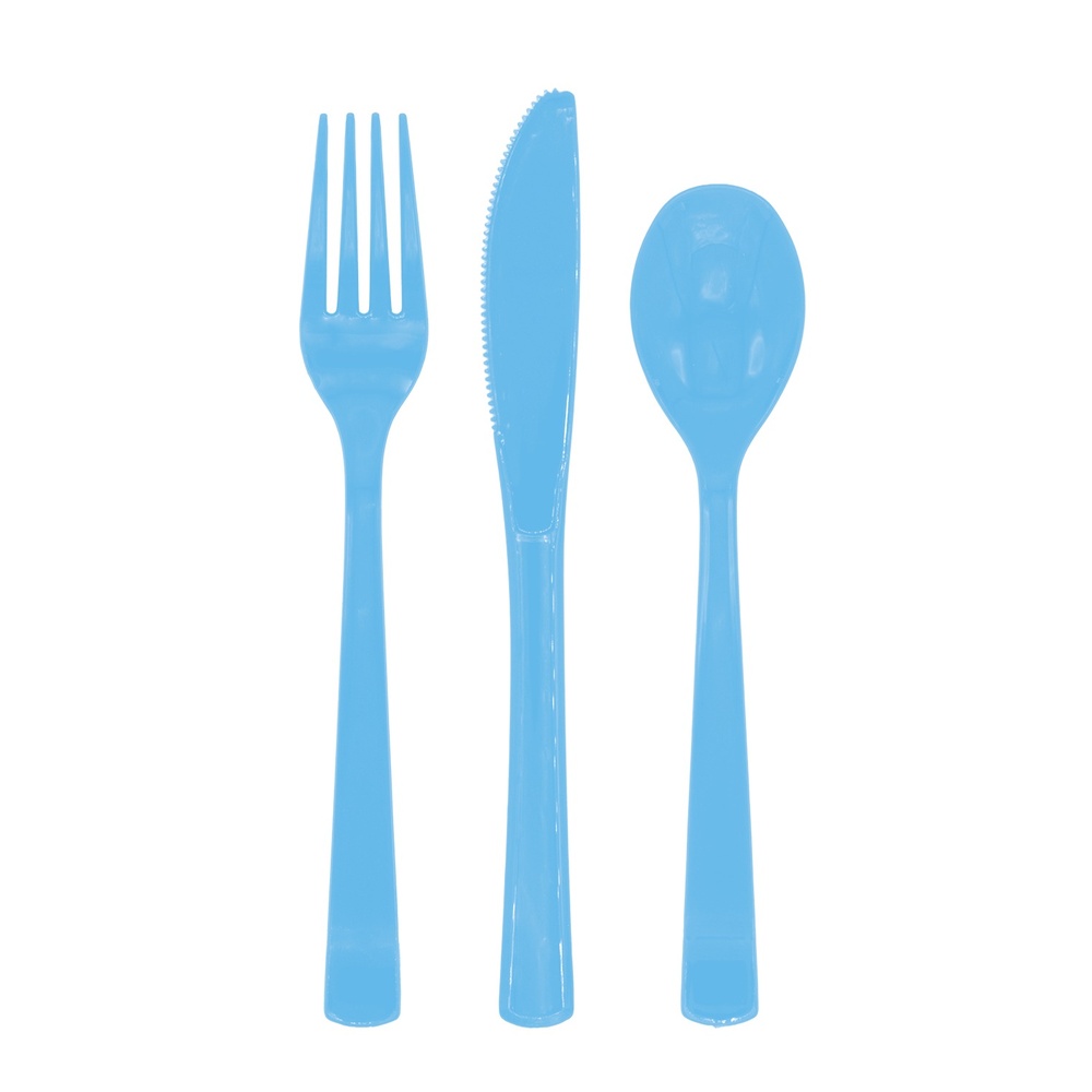 Plastikbestik Lyseblå - 18 stk | Lyseblåt Tema Bestik - Temashop