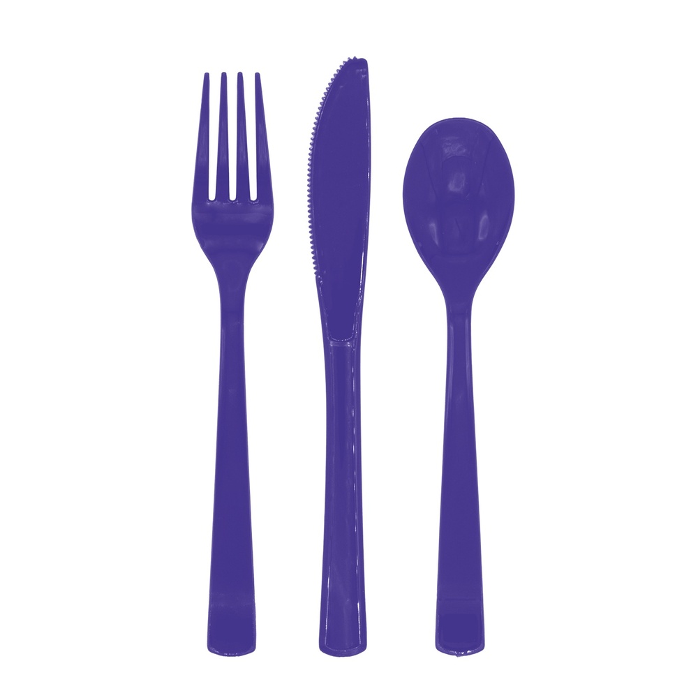 Plastikbestik Lilla - 18 stk | Lilla tema Bestik - Temashop