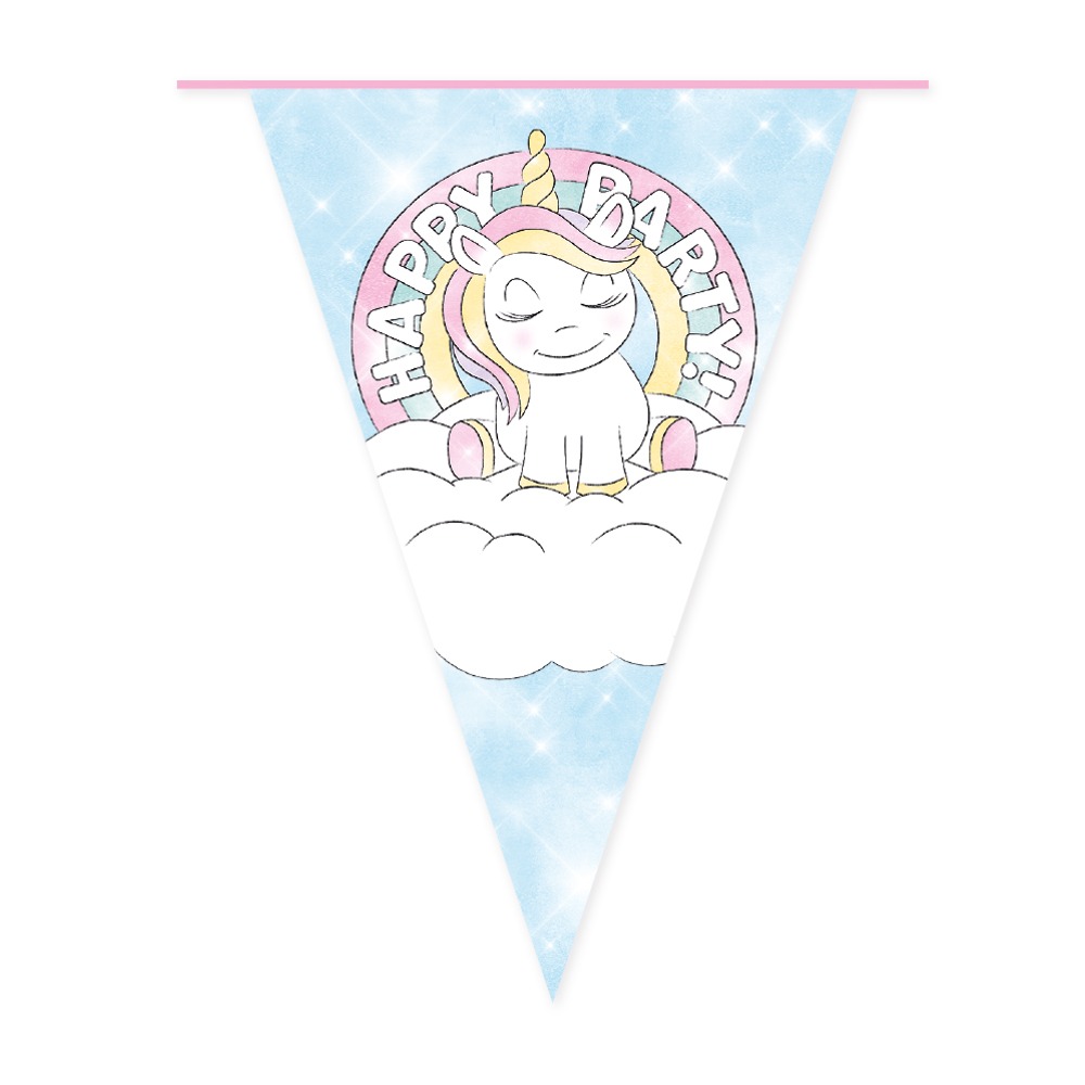 Happy Birthday Enhjørning Flagguirlande