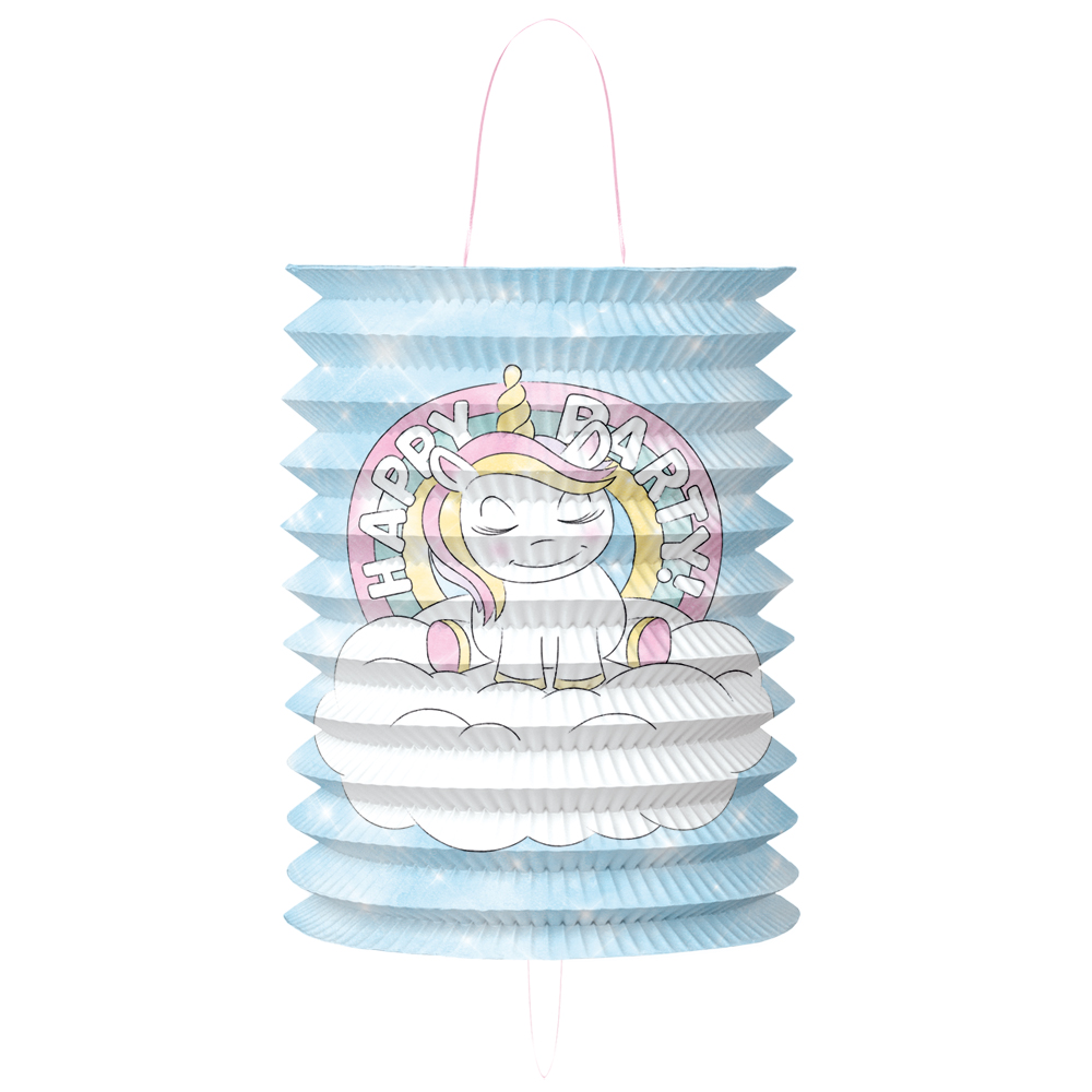 Happy Party Enhjørning Lanterne - 1 stk (Ø 25 cm) | Enhjørning Lanterner - Temashop