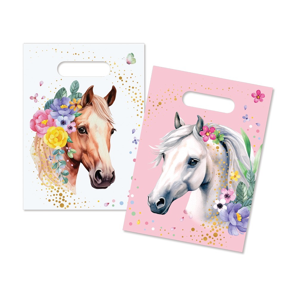 Heste Slikposer - 6 stk (16 x 22 cm) | Hest Poser / Goodiebags - Temashop
