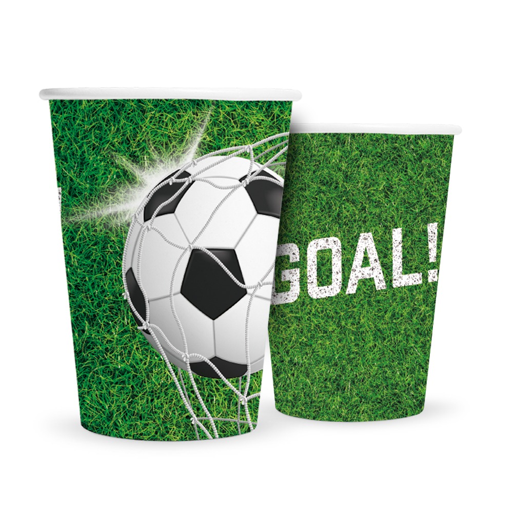 Fodbold GOAL! Papkrus - 8 stk (210 ml) | Fodbold Krus - Temashop