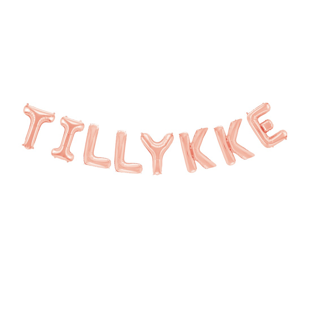 Tillykke Folieballon Rosaguld - 1 stk (41 cm) | Rosaguld tema Folieballoner - Temashop