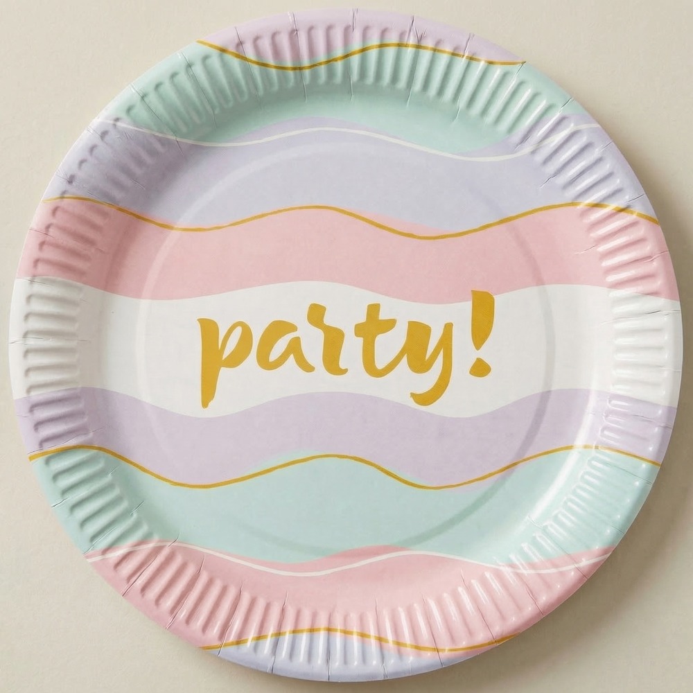 Pastel Party Paptallerkener - 8 stk (23 cm) | Pastel Tallerkner - Temashop