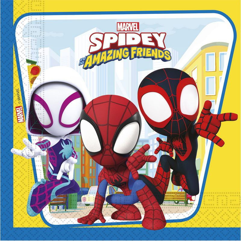 Spidey & His Amazing Friends Servietter - 20 stk (33 x 33 cm) | Spider-Man Servietter - Temashop