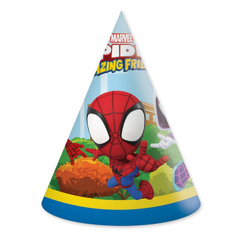 Spidey & His Amazing Friends Festhatte - 6 stk (24,5 x 18,5 cm) | Spider-Man Partyhatte - Temashop