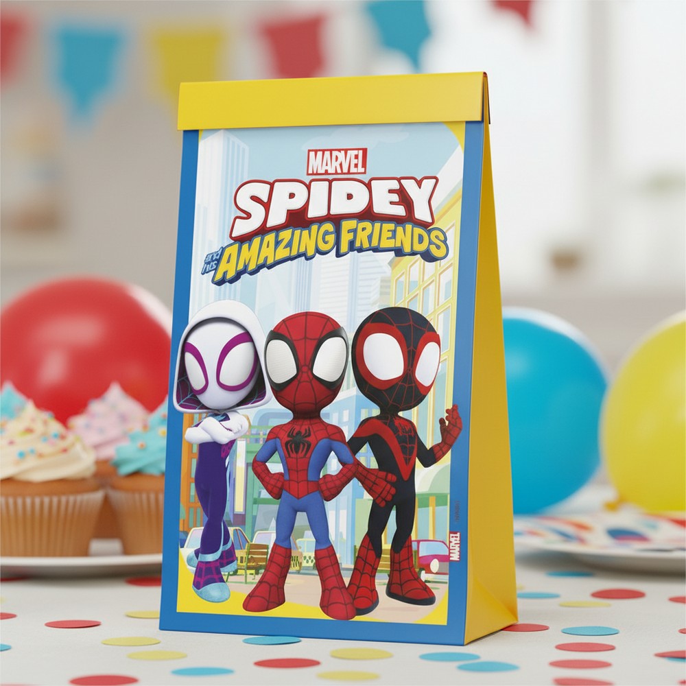 Spidey & His Amazing Friends Partyposer - 4 stk (22 x 13 cm) | Spider-Man Poser / Goodiebags - Temashop