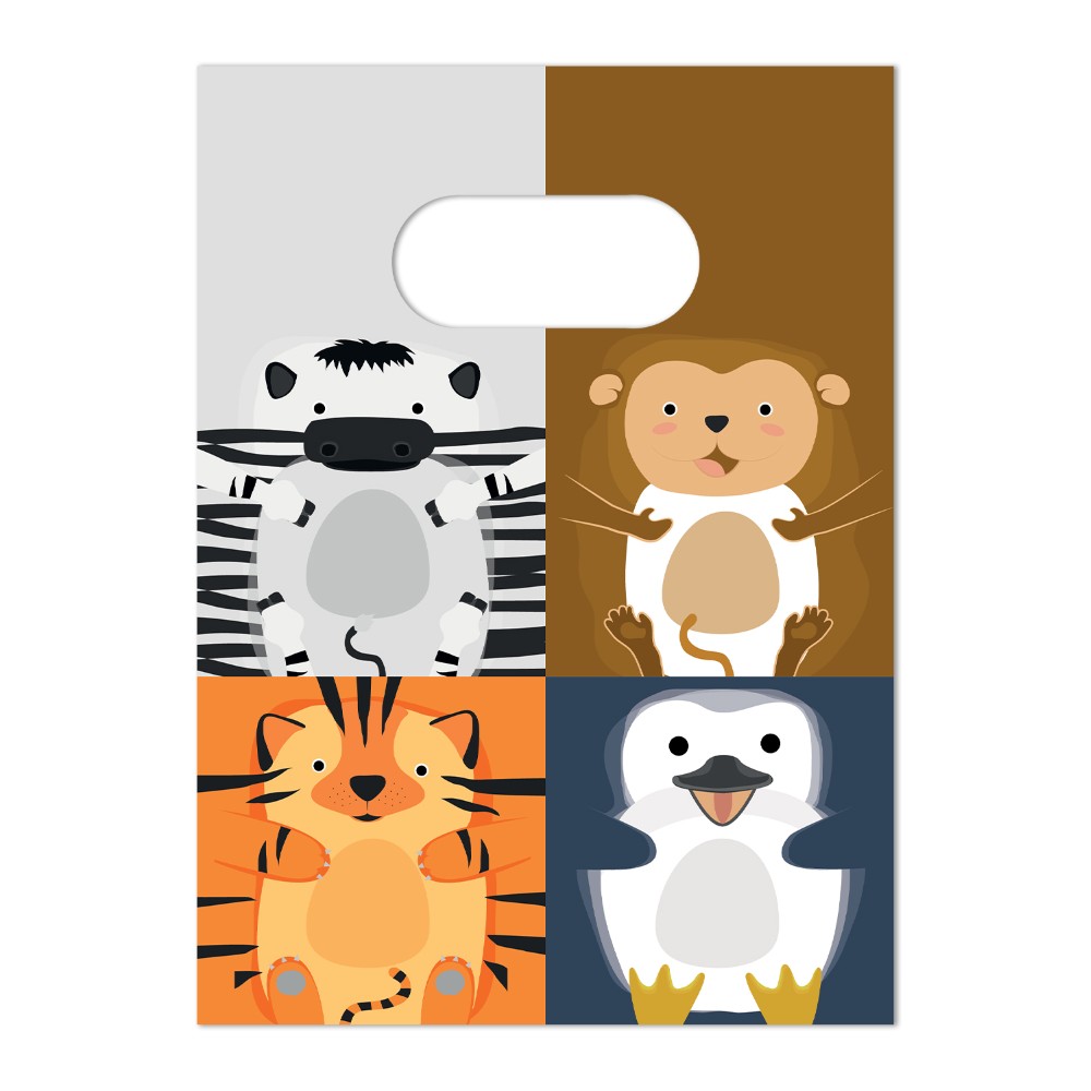 Zoo Papirposer - 4 stk | Zoo dyr Poser / Goodiebags - Temashop