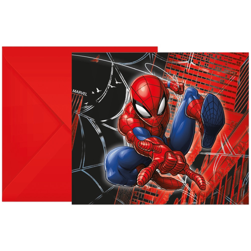 Spider-Man Invitationer - 6 stk | Spider-Man Invitationer - Temashop