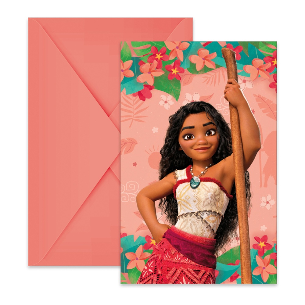Moana Invitationer - 6 stk | Vaiana Invitationer - Temashop