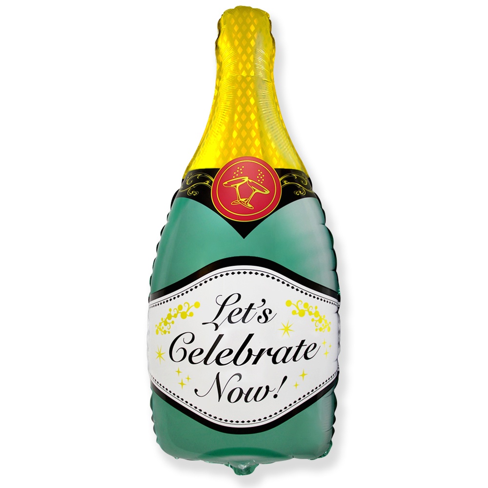 Let's Celebrate Now Champagneflaske Folieballon - 1 stk (84 x 43 cm) | Nytår Folieballoner - Temashop