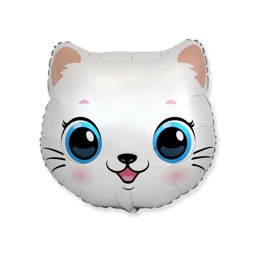 Kat Folieballon Hvid - 1 stk (51 x 56 cm) | Kat Folieballoner - Temashop