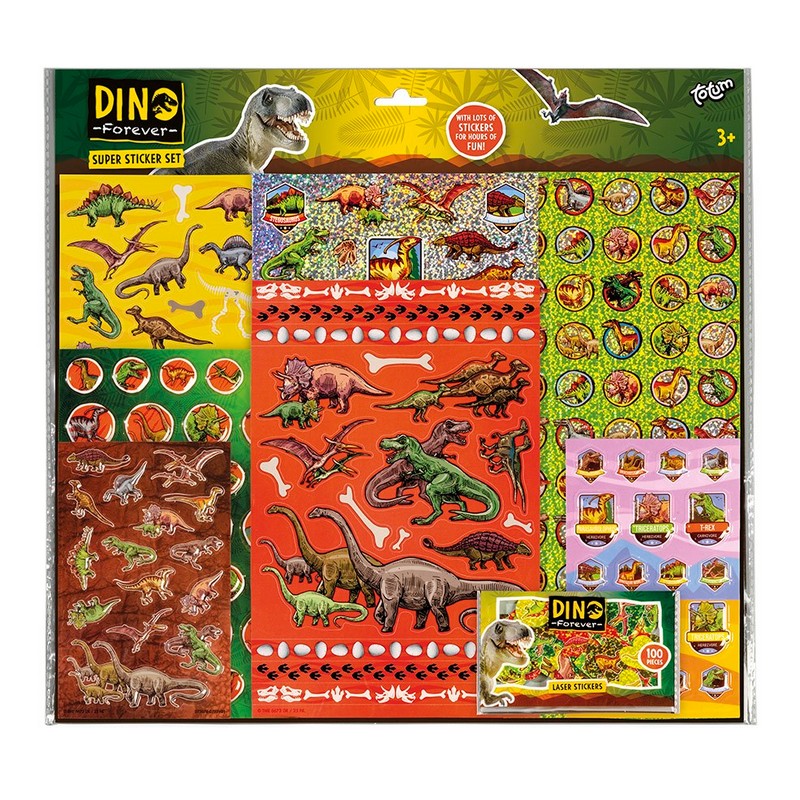 Dinosaur Klistermærkesæt - 1 stk | Dinosaurus Klistermærke - Temashop