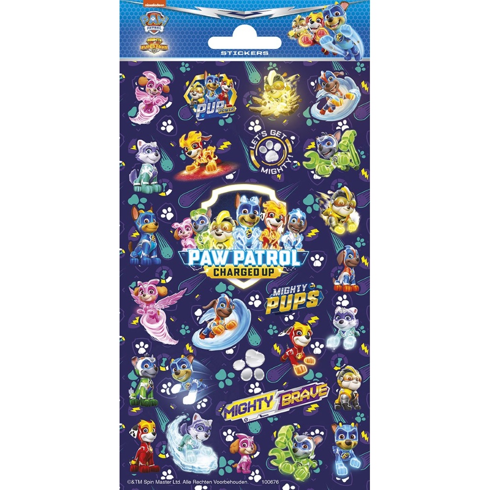 Paw Patrol Klistermærker Mighty Pups - 1 stk | Paw Patrol Klistermærke - Temashop
