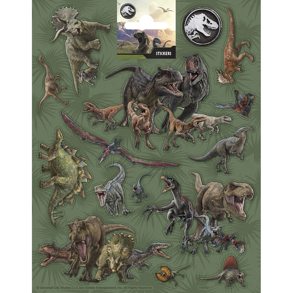 Jurassic World Klistermærker - 1 stk | Jurassic World Klistermærke - Temashop