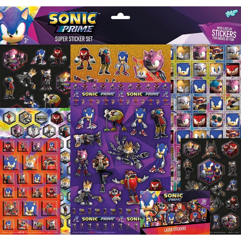 Sonic Prime Klistermærkesæt - 1 sæt | Sonic Klistermærke - Temashop