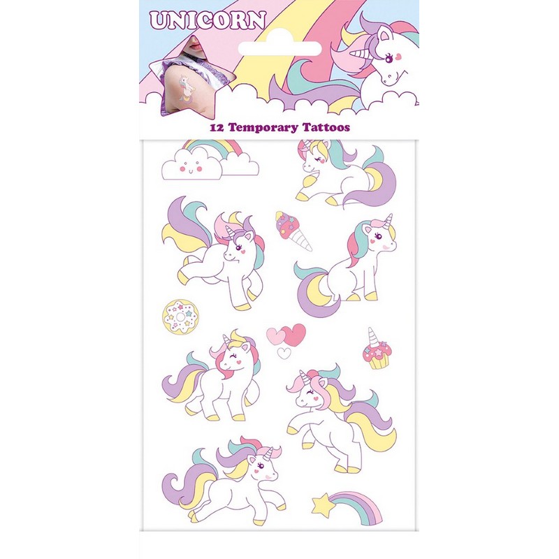 Enhjørning Cute Falske Tatoveringer | Enhjørning Falske tatoveringer - Festtilbehør - Temashop