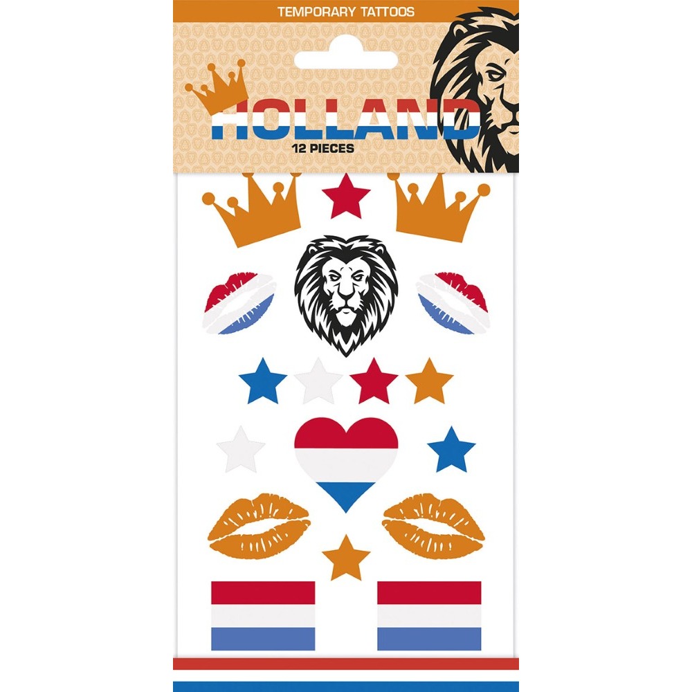 Holland Falske Tatoveringer (20 x 10 cm) | Holland Falske tatoveringer - Festtilbehør - Temashop