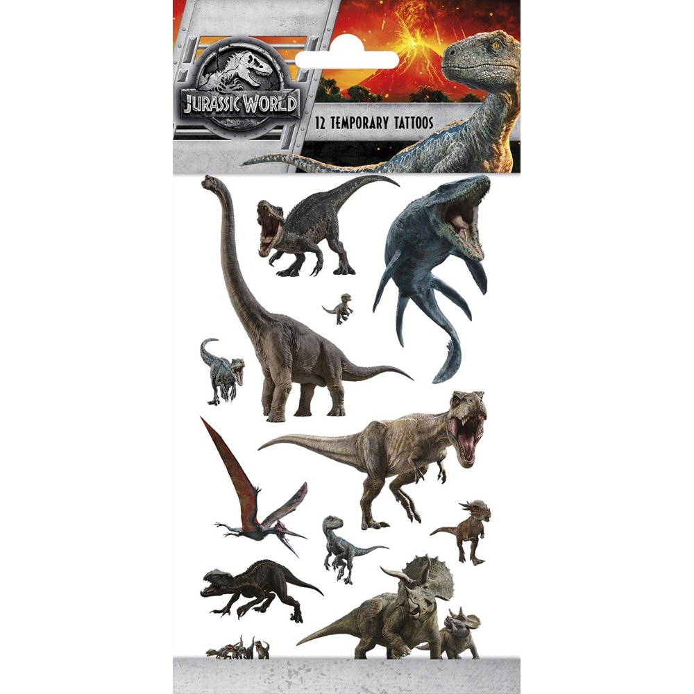Jurassic World Tatoveringer - 12 stk | Jurassic World Falske tatoveringer - Temashop
