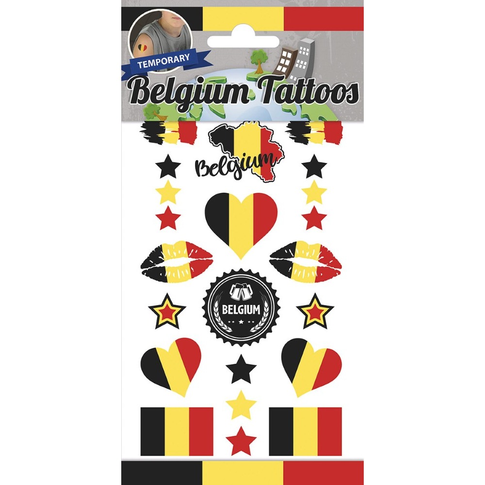 Belgien Falske Tatoveringer - 1 stk | Belgien Falske tatoveringer - Temashop