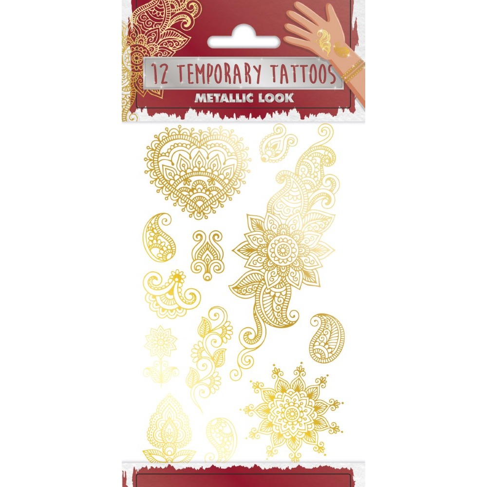 Indiske Falske Tatoveringer Guld | Indien Falske tatoveringer - Festtilbehør - Temashop