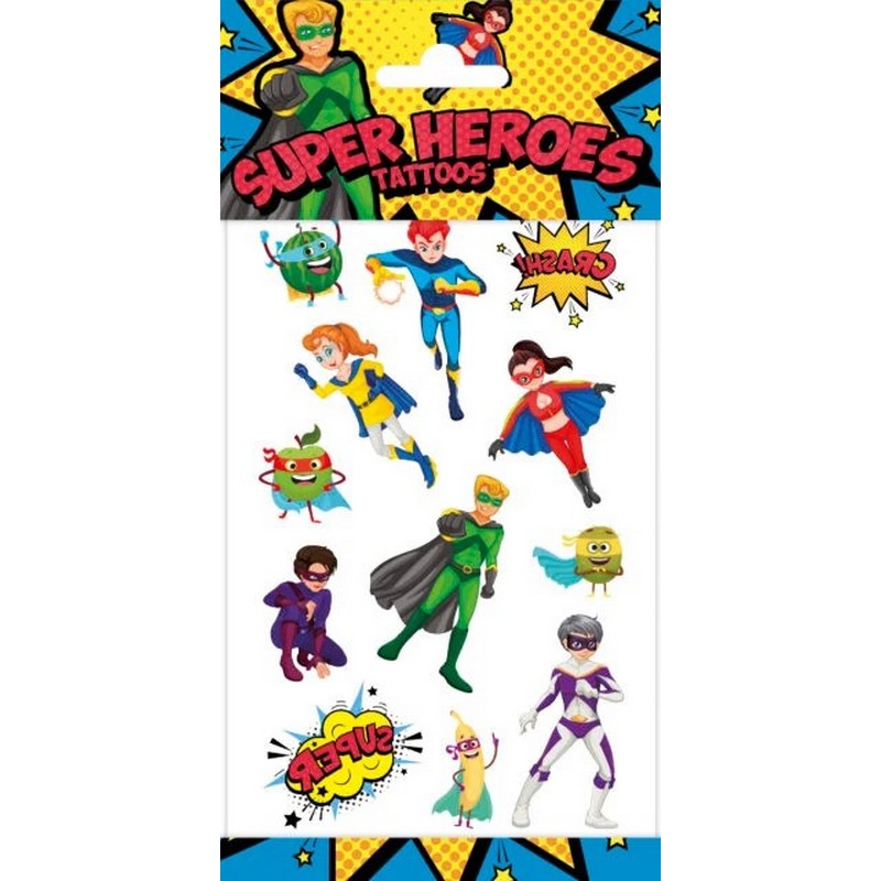 Superhelte Falske Tatoveringer | Superhelt Diverse Falske tatoveringer - Festtilbehør - Temashop