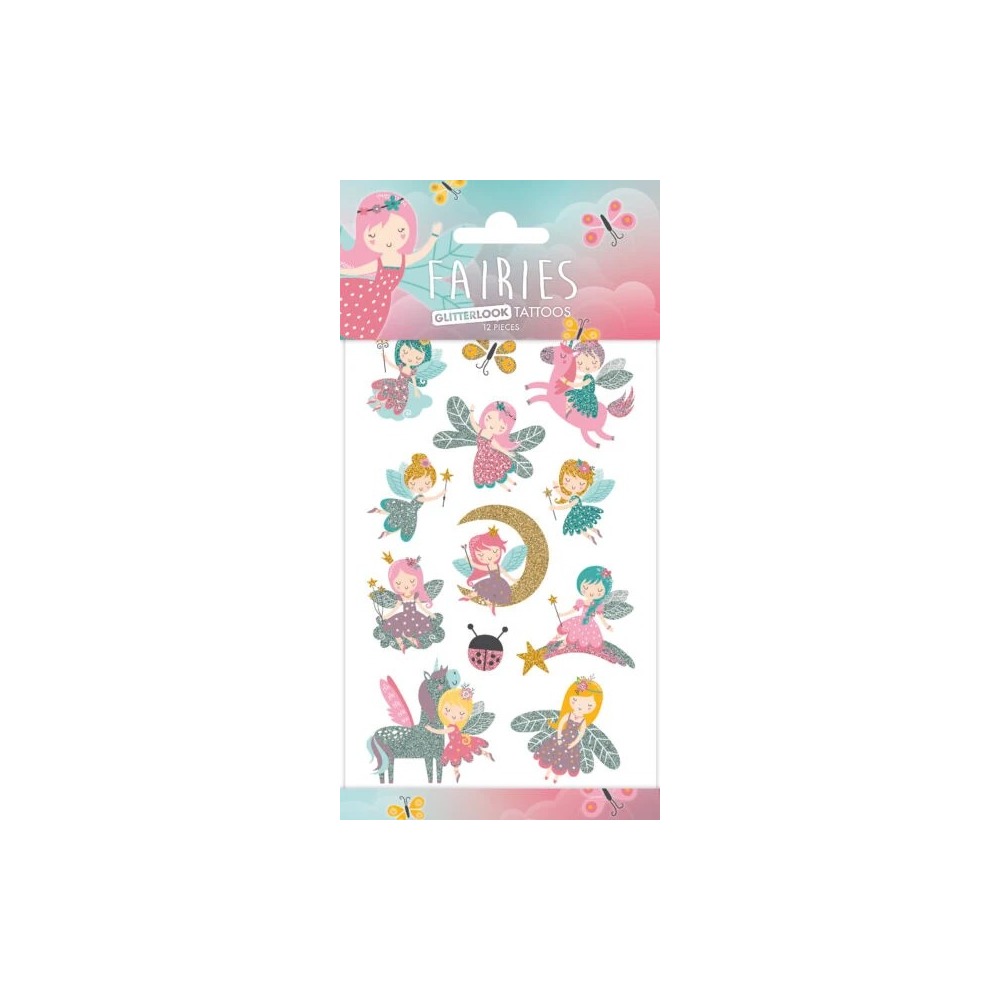 Glitrende Fe Tatoveringer - 12 stk (20 x 10 cm) | Fe Falske tatoveringer - Temashop