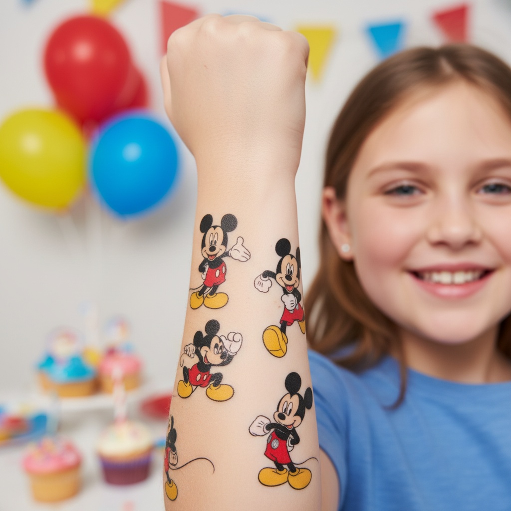 Mickey Mouse Falske Tatoveringer | Mickey Mouse Falske tatoveringer - Festtilbehør - Temashop