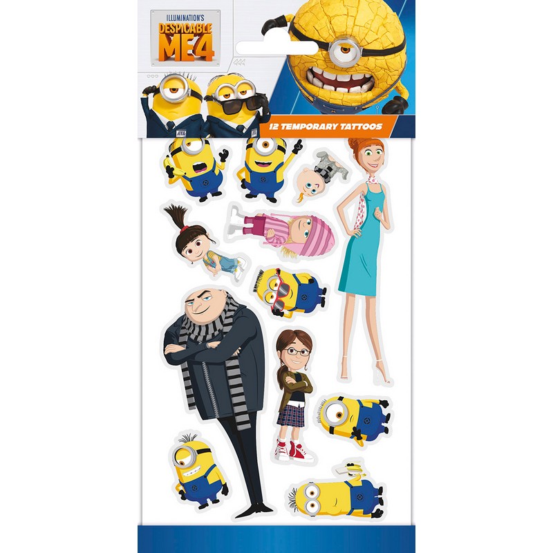 Despicable Me 4 Falske Tatoveringer | Grusomme mig Falske tatoveringer - Festtilbehør - Temashop