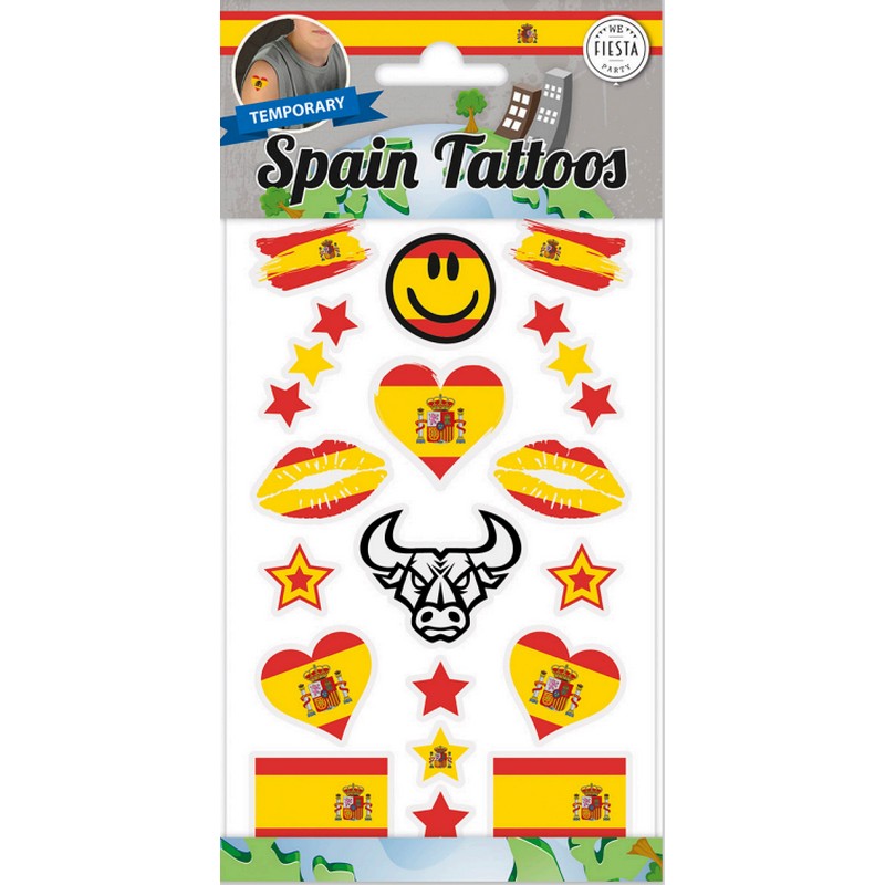 Spanien Falske Tatoveringer | Spanien Falske tatoveringer - Festtilbehør - Temashop