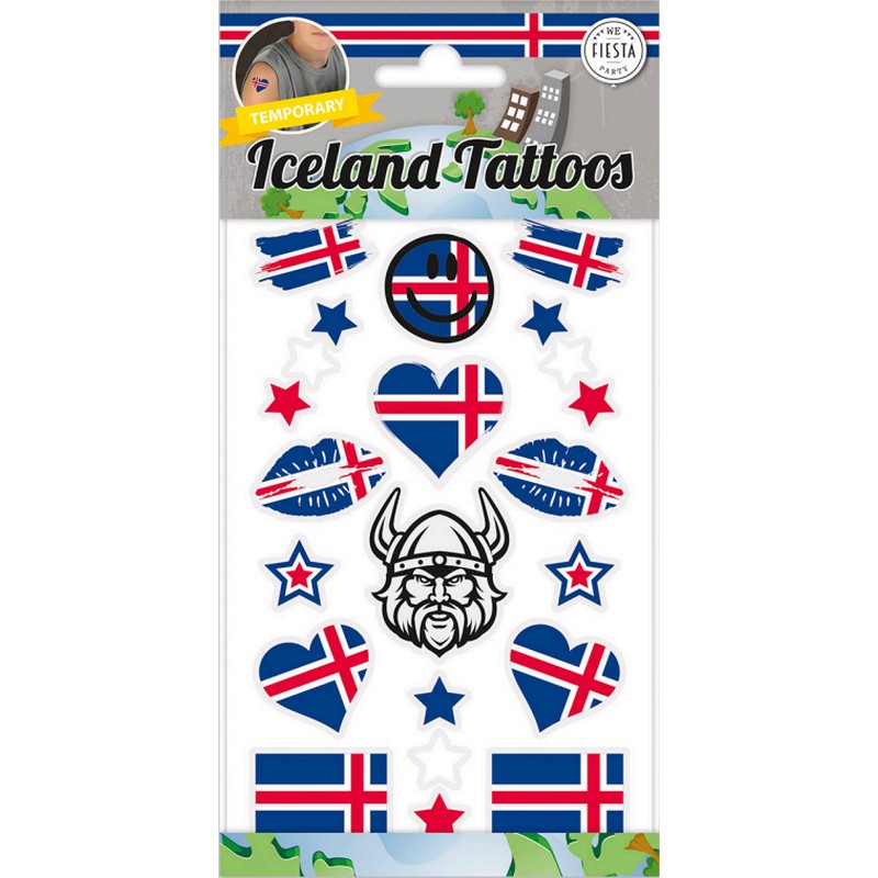 Island Falske Tatoveringer | Island Falske tatoveringer - Festtilbehør - Temashop