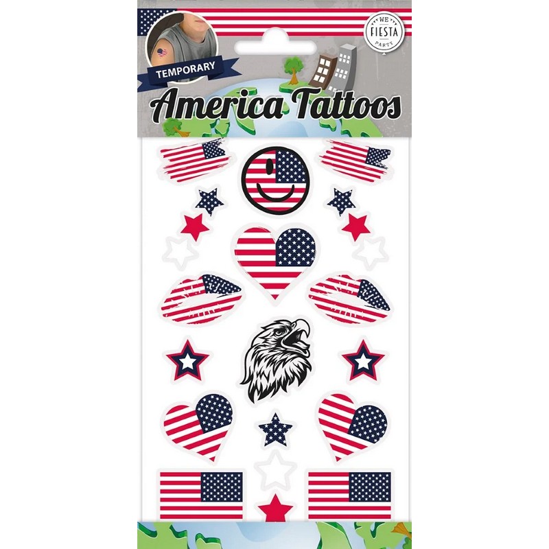 USA Falske Tatoveringer | Amerika Falske tatoveringer - Festtilbehør - Temashop
