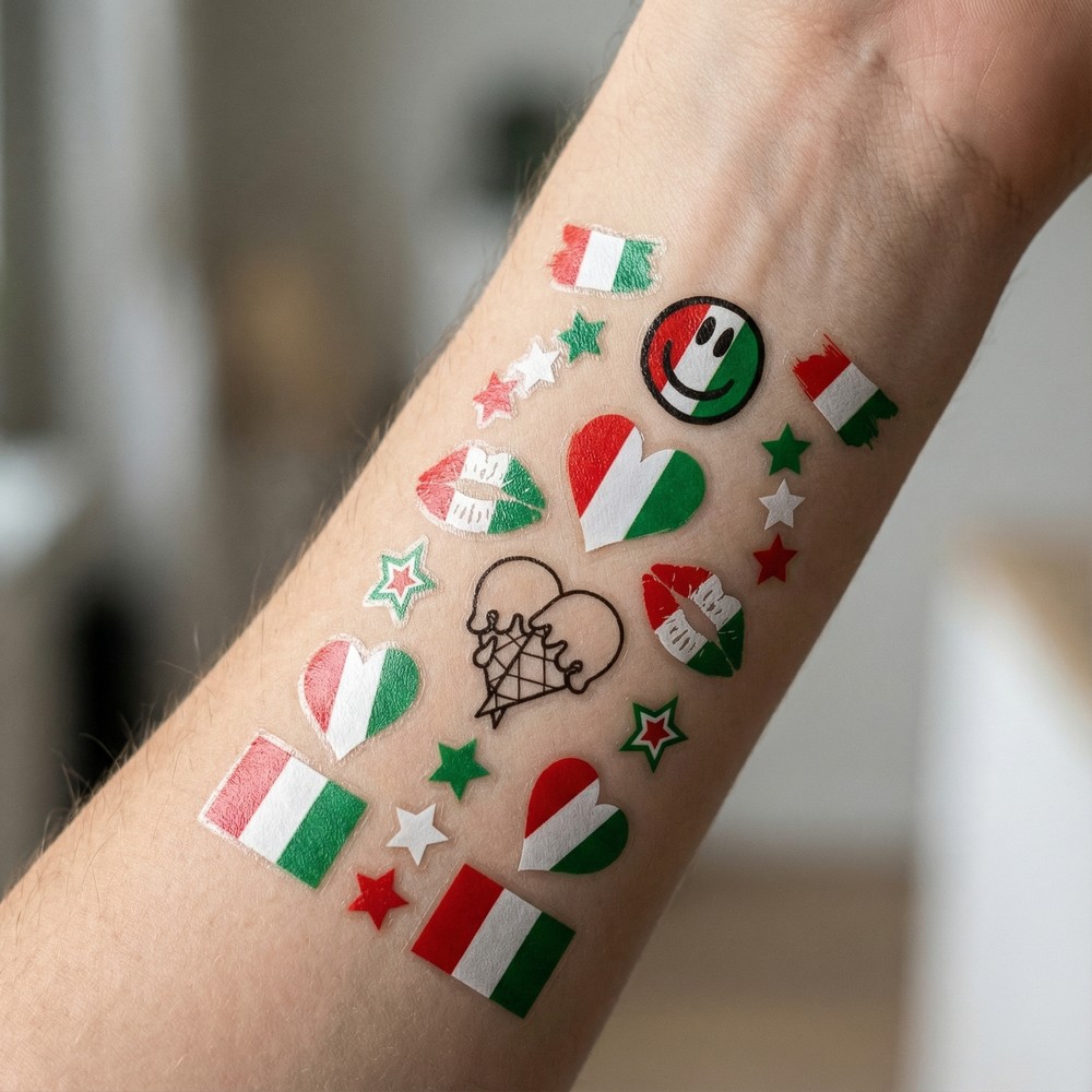 Italienske Falske Tatoveringer | Italien Falske tatoveringer - Festtilbehør - Temashop