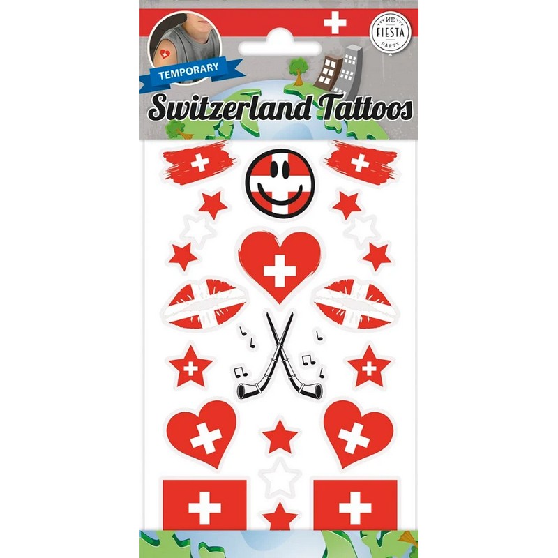 Schweiz Falske Tatoveringer | Schweiz Falske tatoveringer - Festtilbehør - Temashop