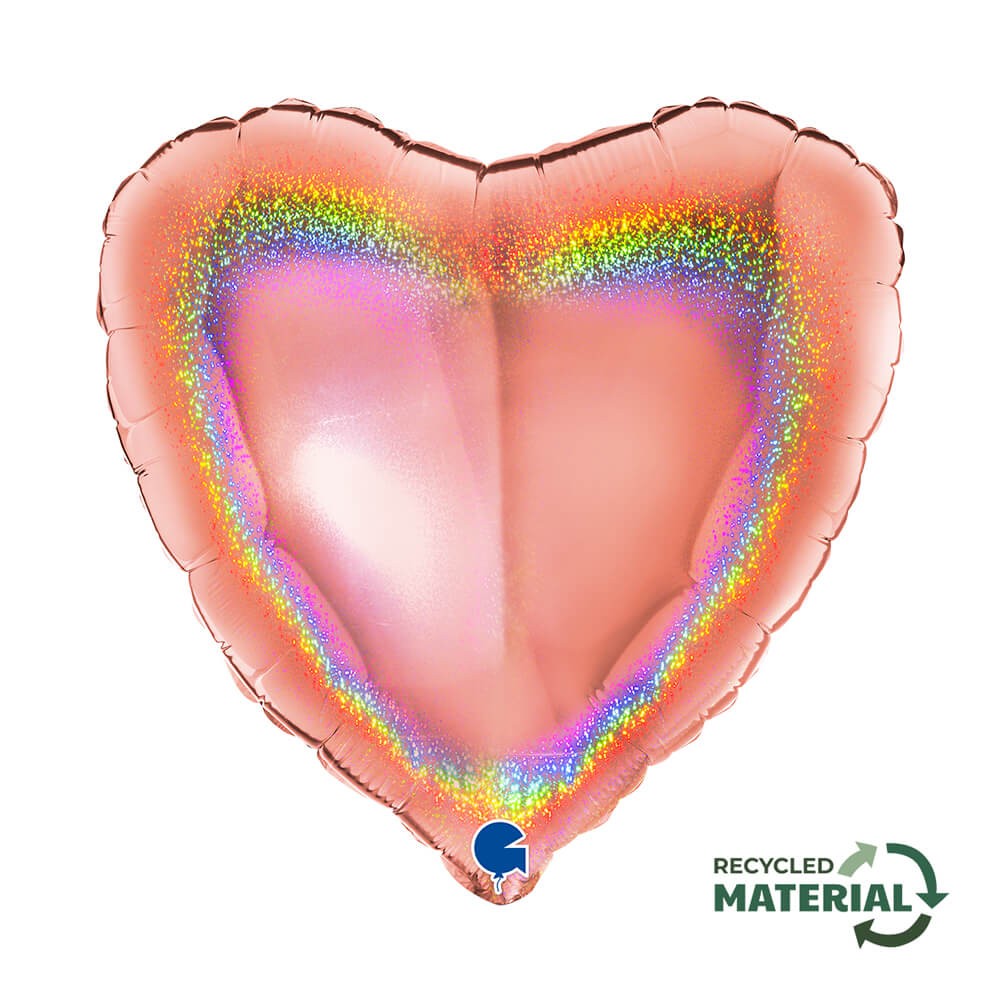 Hjerte Folieballon Holografisk Rosaguld