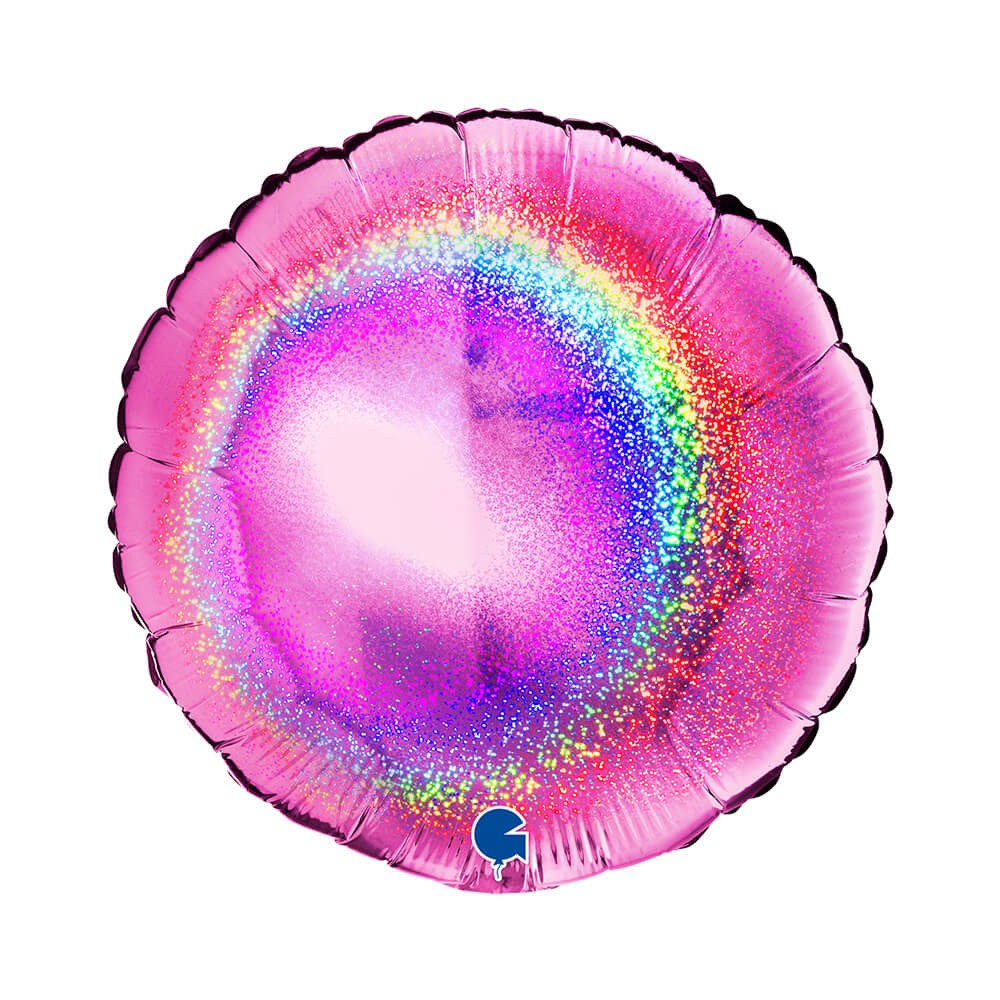 Glitter Rund Folieballon Fuchsia