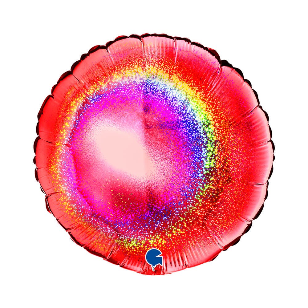 Glitter Rund Folieballon Rød