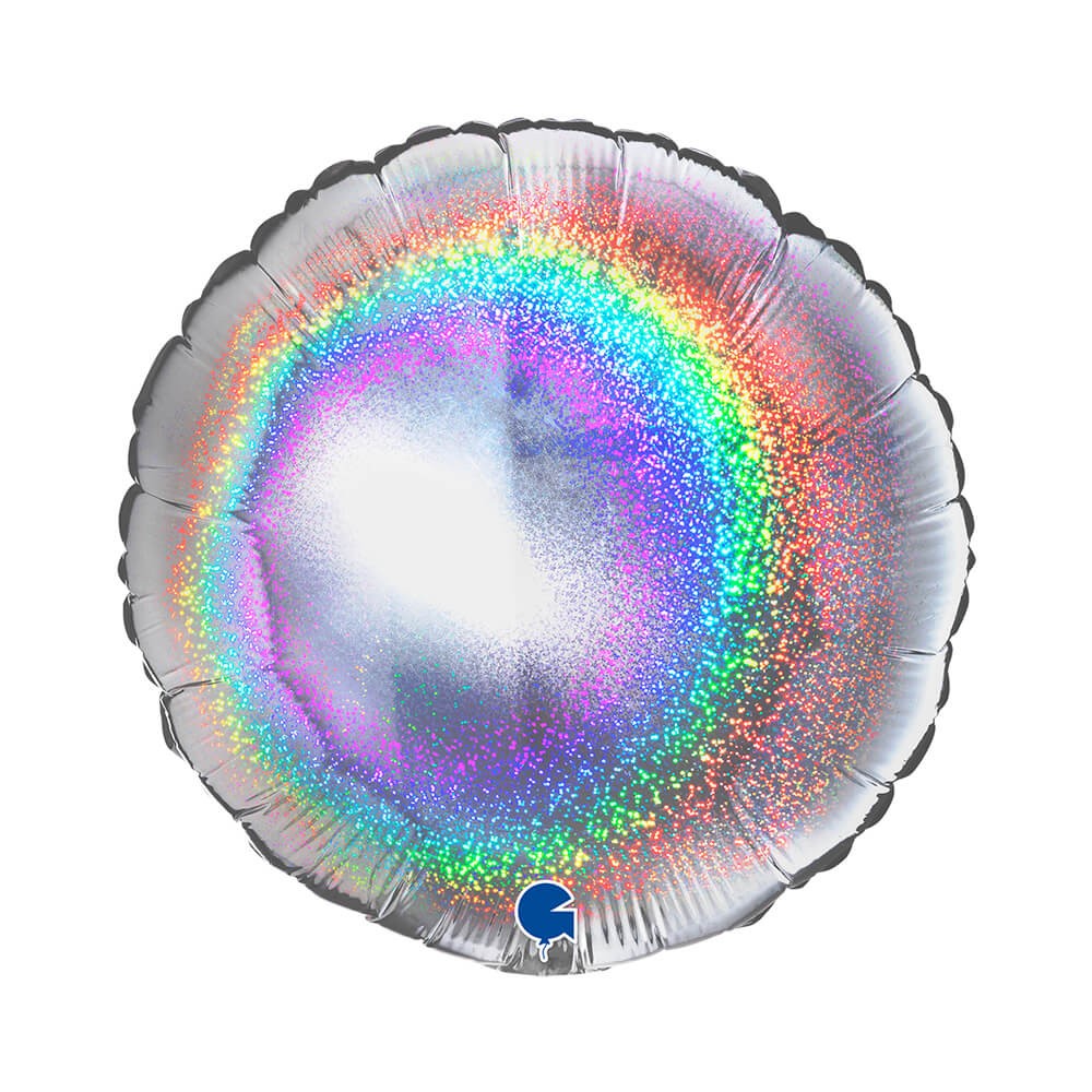 Glitter Rund Folieballon Sølv