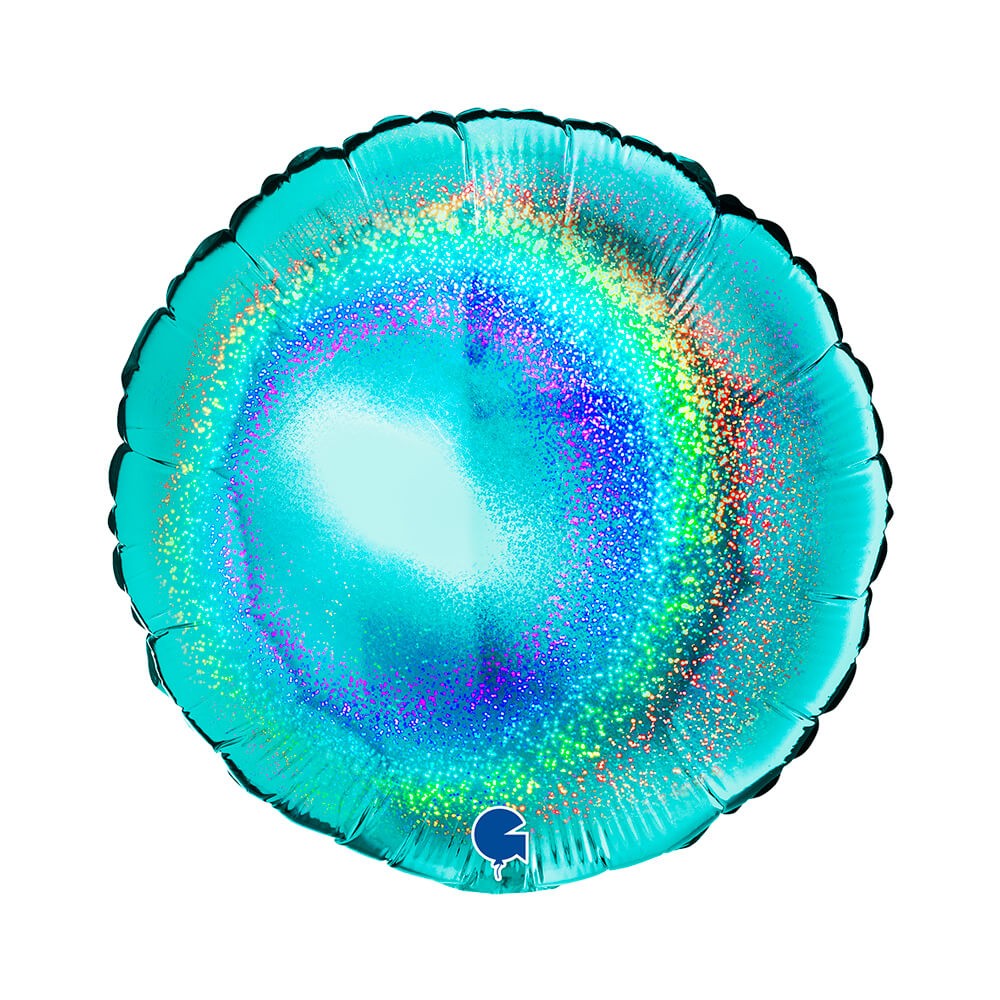 Glitter Rund Folieballon Tiffany Turkis