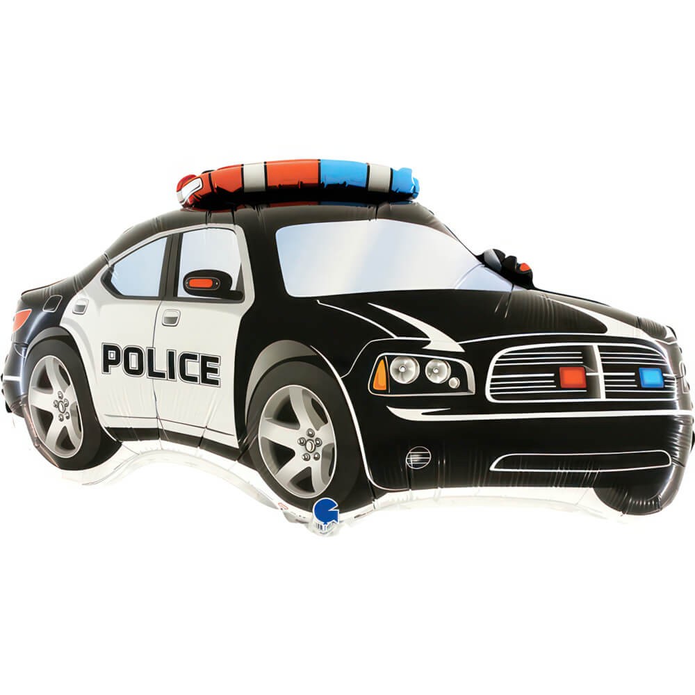 Politibil Folieballon Sort - 1 stk (71 x 38 cm) | Politi Folieballoner - Temashop