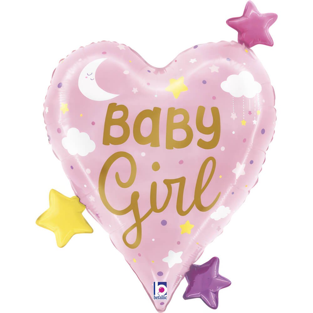 Baby Girl Hjerte Folieballon