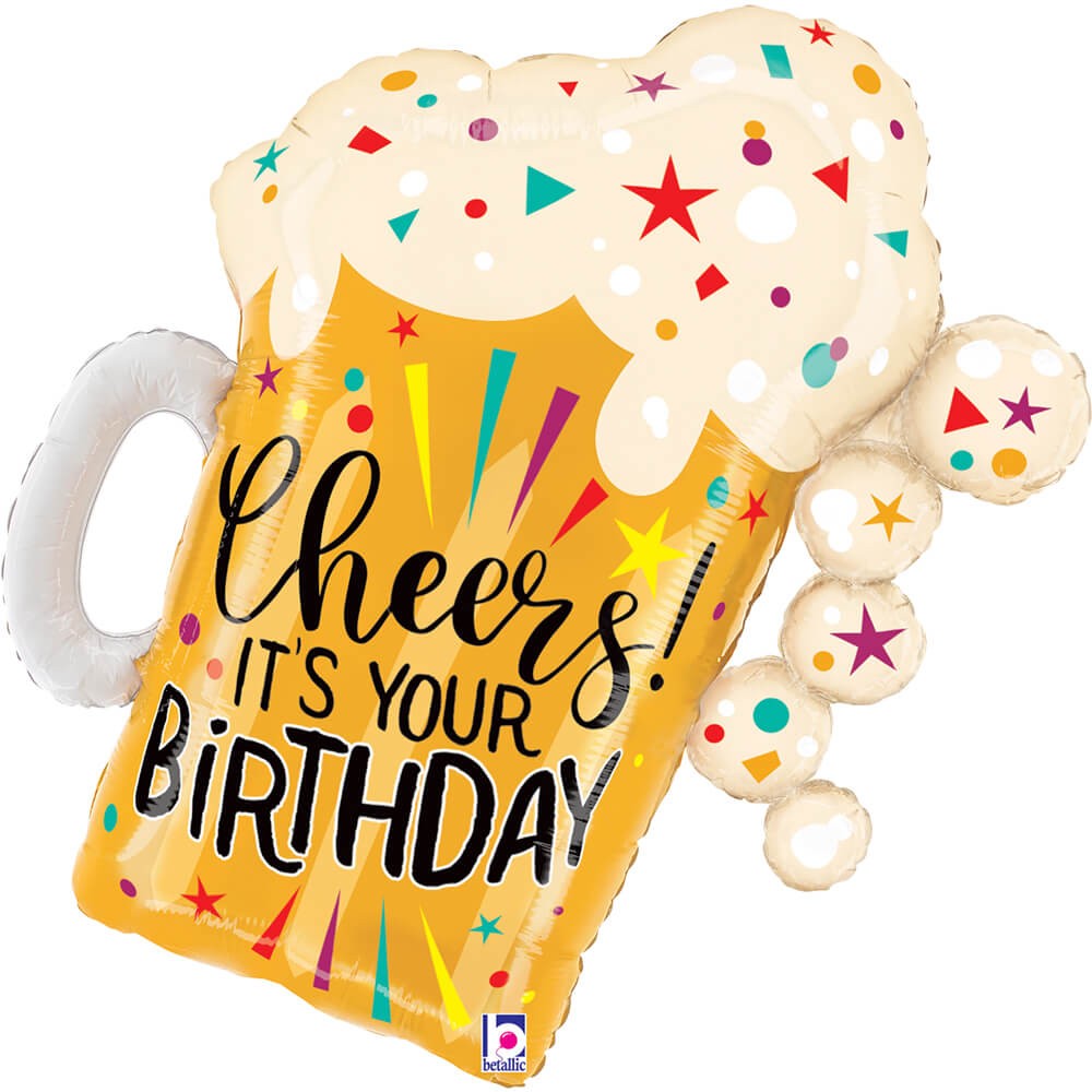 Ølkrus Happy Birthday Folieballon - 1 stk (60 x 68 cm) | Drinks Folieballoner - Temashop