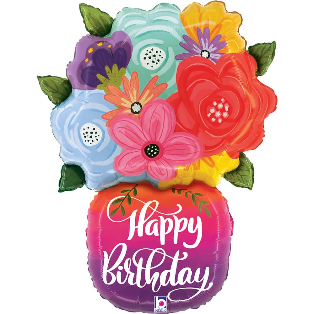 Blomster Vase Happy Birthday Folieballon